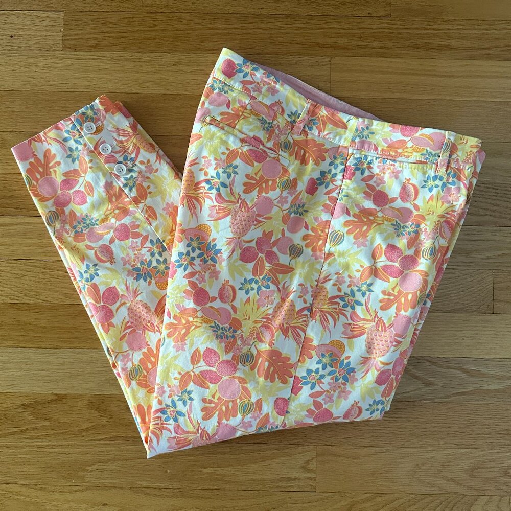 Talbot's Perfect Crop Pants Fruit & Flowers Size 12 - Picture 4 of 16